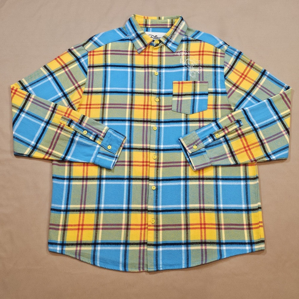 Disney Cakeworthy Pinochio Shirt Flannel Jimeny‎ Cricket Size XL Button-up